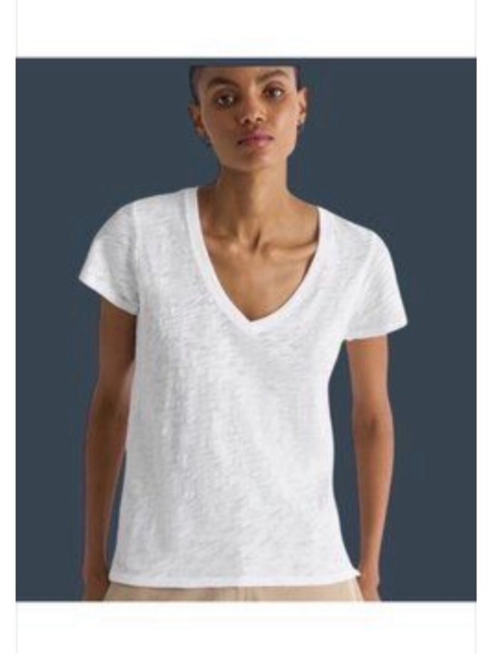 ATM Slub Jersey Schoolboy V-Neck Tee Shirt in White.